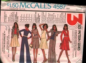4587 Vintage McCalls SEWING Pattern Misses 1970s Shirt Jacket Top Skirt Pants 12 - Picture 1 of 4