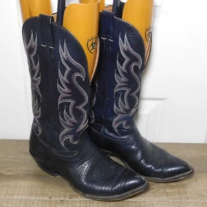 Botas Vaqueras Occidentales De Colección Nocona Cuero Negro Talla 8 D Hechas en Texas EE. UU. - Imagen 1 de 13