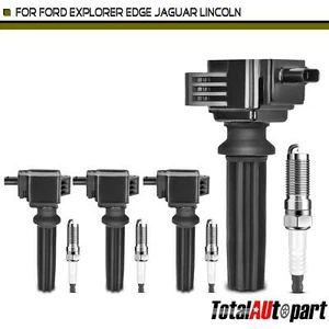 4Pcs Ignition Coil & 4Pcs Iridium & Platinum Spark Plug for Ford Focus Lincoln - Picture 1 of 8