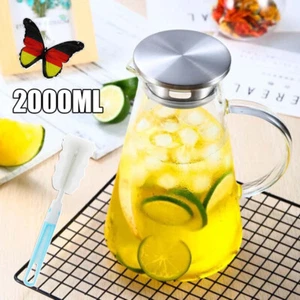 2Liter Glaskaraffe Glaskrug Wasserkrug Wasserkaraffe Saftkaraffe Kühlschrankkrug - Bild 1 von 14