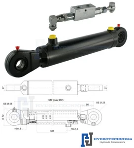 Hydraulikzylinder doppeltwirkend 50/28 Hub 350 Augen-25mm Sperrventil Sperrblock - Bild 1 von 2