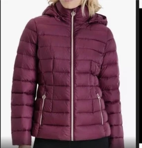 Michael Kors Hooded Packable Down Puffer Coat Ruby S - Picture 1 of 10
