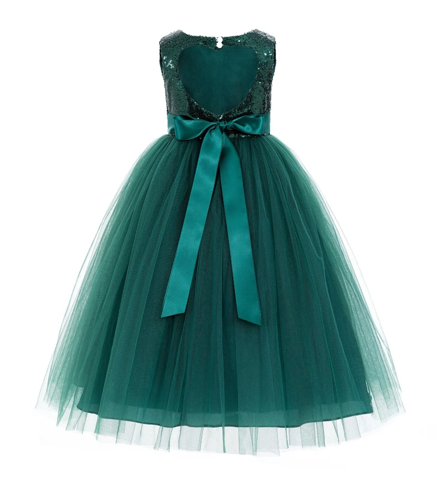 Sequin Heart Cutout Flower Girl Dresses Wedding Dress Junior Bridesmaid Dresses - Image 1 of 1