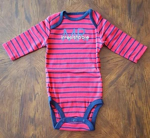 Carter's Infant Boys Mr Irresistible Red Striped One Piece Bodysuit, 3 Months 3M - Picture 1 of 2