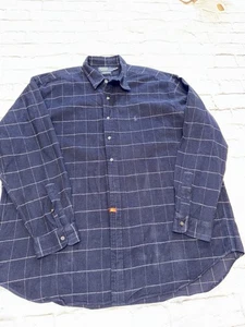Polo Ralph Lauren Shirt Mens XXL Lowell Sport Cotton Flannel Blue Windowpane - Picture 1 of 9