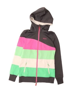 ROXY Womens Zip Hoodie Sweater UK 10 Small Multicoloured Striped Polyester AE09 - Picture 1 of 4