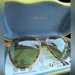 Neue Gucci Pilotensonnenbrille getönt Schildpatt/grün Acetat 145 mm grüne Gläser - Bild 1 von 7