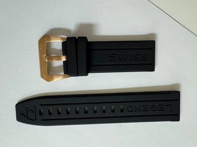 Man's Swiss Legend   Silicone/Rubber   Black watch band strap 24mm - Image 1 of 2