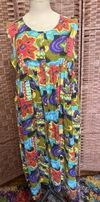 Vintage Sita Bright Floral Psychedelic Oversized Mumu House Dress Kaftan Medium - Image 1 of 4
