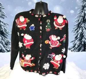 Maglione natalizio Babbo Natale con bottoni vintage 2001 cimelio da collezione taglia small  - Foto 1 di 5