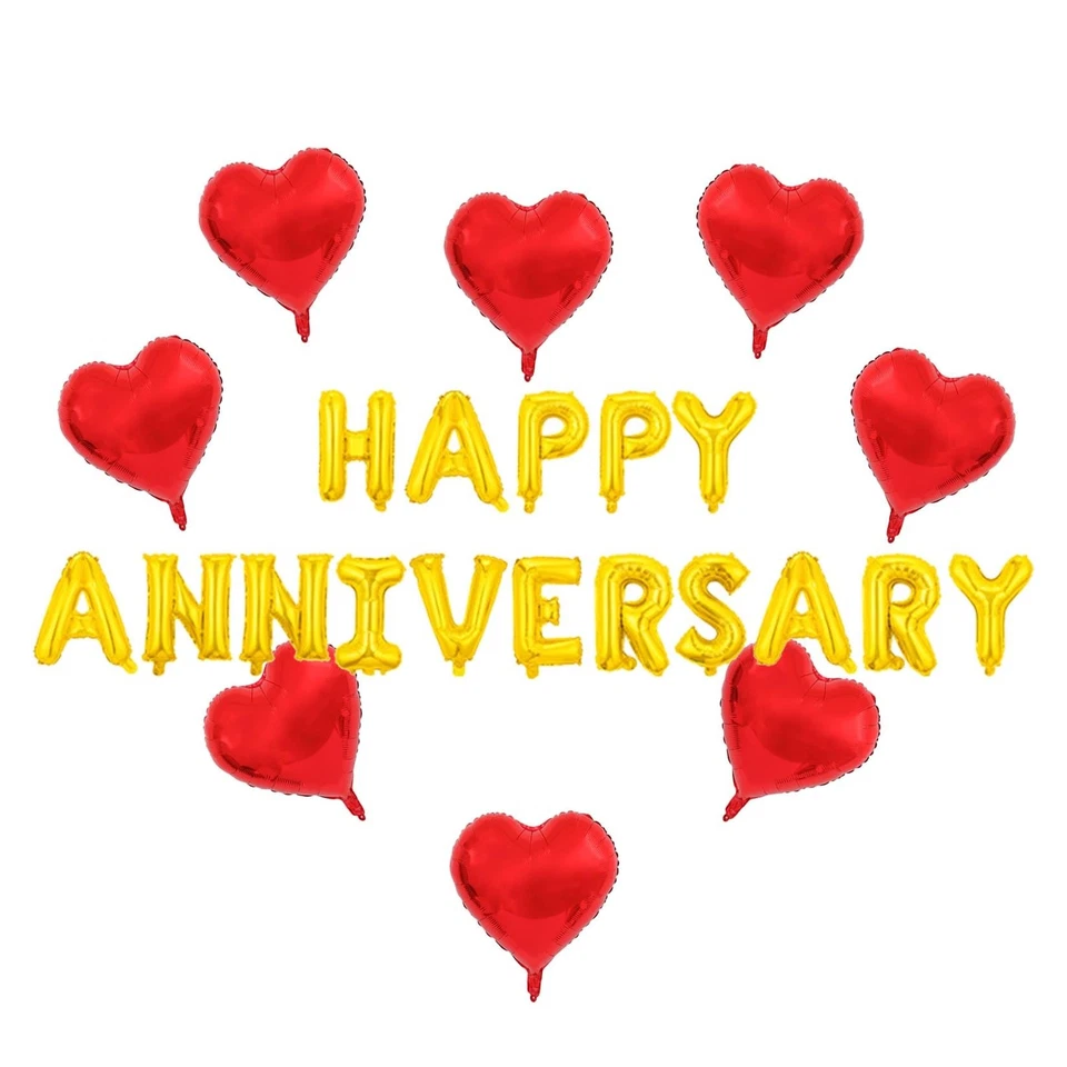 Feliz Aniversario Globo Banner Amor Fiesta Decoración Dorado Aniversario Balón... Foto 1 de 4