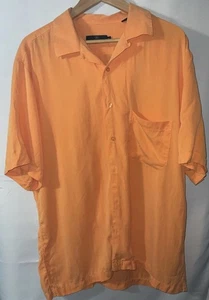 Bugatchi Uomo Mens Sz XL Casual Shirt Classic Fit 100% Tencel Orange - Picture 1 of 10