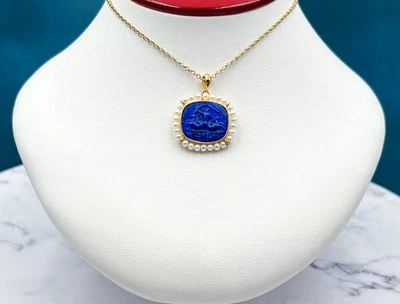 Colgante camafeo lapislázuli 925ss/ygp Designs TAGLIAMONTE *Poseidón*Reg. $200 Foto 1 de 4