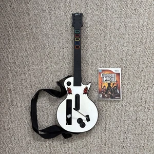 Wii Guitar Hero III Spiel und Gibson Les Paul White Wireless Gitarre mit Gurt - Bild 1 von 13