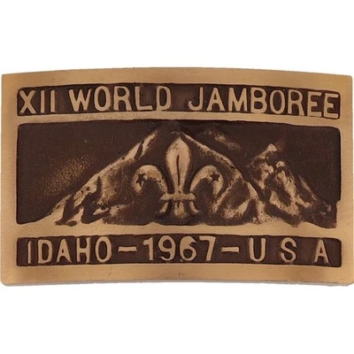 Nuevo 67 Max I plata XII World Jamboree BSA Idaho años 60 vintage hebilla de cinturón Foto 1 de 4