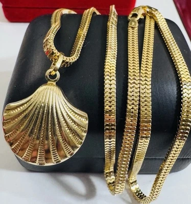 Pure 18K 750 Real Dubai Gold 19.5” /20” long Sea Shell Set Necklace 3.2mm 11.6g - Image 1 of 4