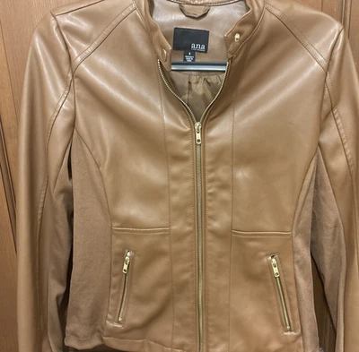 a.n.a A New Approach  Women’s Brown  Faux Leather Zip Jacket Large - Image 1 of 4