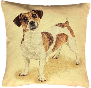 JACK RUSSELL DOG, HAND FINISHED  17" 44CM TAPESTRY CUSHION PILLOW COVER WITH ZIP - Picture 1 of 7