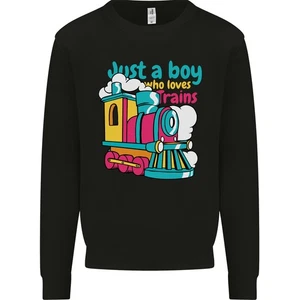 Just a Boy Who Loves Trains Spotter Engine Kids Sweatshirt Jumper - Picture 1 of 33