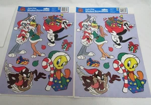 Vtg Looney Tunes Window Cling Christmas Static Decorations Warner Bros. 2 Pack - Picture 1 of 6