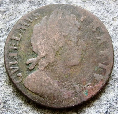 ENGLAND WILLIAM III 1695 - 1698 HALF 1/2 PENNY US EARLY DAYS COLONIAL COPPER - Image 1 of 4