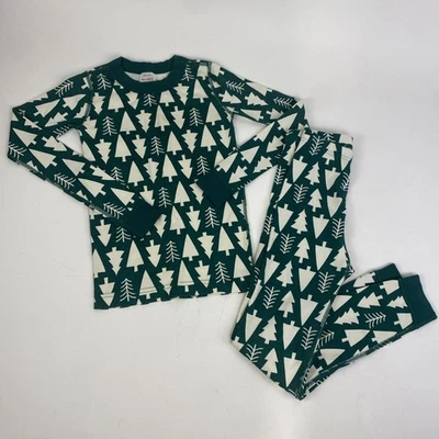 Hanna Anderson Sleepwear PJ's Boys SZ 8 Green LS Organic Cotton Christmas Trees - Image 1 of 4