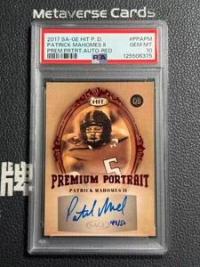 Patrick Mahomes II 2017 Sage Hit Rookie Auto Premium Portrait RED /50 PSA10 POP1 - Picture 1 of 2