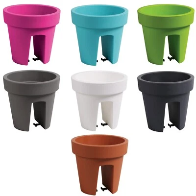 BOTLE Balkonkasten Geländerkasten Blumentopf 7 Farben rund Kunststoff D 24,5