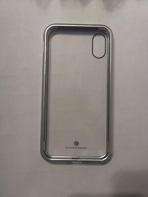 cover per iPhone x vetro callamitato  custodia copertina case argento vetro - Immagine 1 di 4