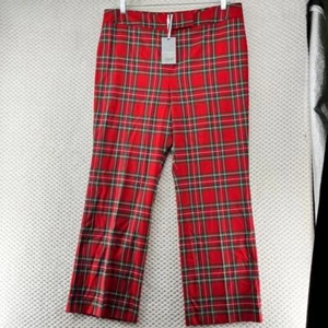 Preston York Plaid Pants Cherry Red York Pull On Career Casual Trousers Size 18 - Picture 1 of 11