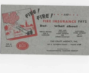Transcontinental Insurance Company  Fire Insurance Ink blotter c1930 - Picture 1 of 1