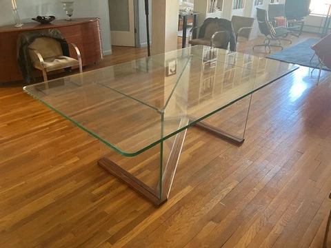 VINTAGE 1960s / 1970s GLASS DINING TABLE Cover