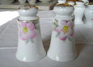 Vintage Noritake AZALEA Pink Flowers Gold Salt & Pepper Shakers Japan ~ Set of 2 - Picture 1 of 12