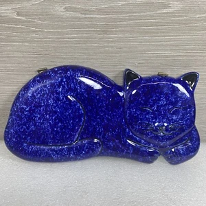 "Colgante de pared vintage de cerámica azul rural para gato 8,5"" x 4""" - Imagen 1 de 4