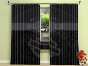 The Words Legendary Motorcycles Harley Davidson Black Background Window Curtains - Picture 1 of 4