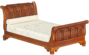 Dolls House American 19th C Empire Sleigh Bed Walnut JBM Miniature Furniture - Picture 1 of 1