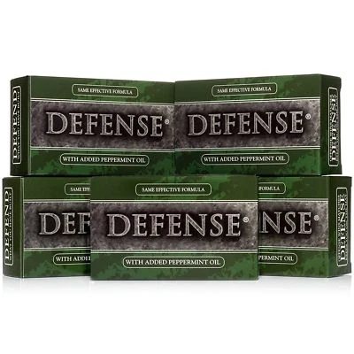 DEFENSE Soap Bar Peppermint 4 oz (5 PACK) 100% Natural & Herbal Grade Tea Tree - Image 1 of 4