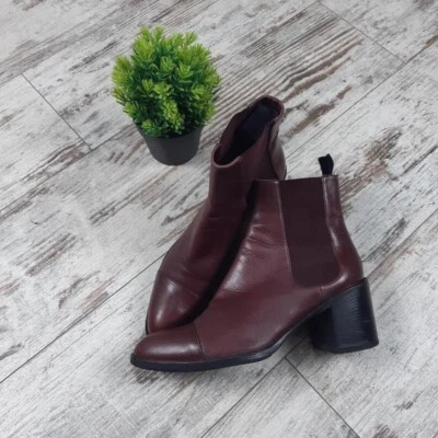 Jil Sander Leather Vinous Pull On Boots Size 38 - Image 1 of 4