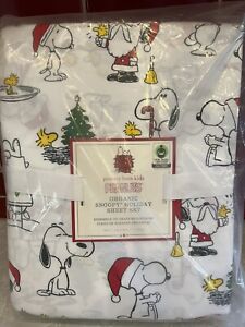 Pottery Barn Kids Peanuts Organic Cotton TWIN Sheet Set ~ Christmas, Snoopy~ NWT