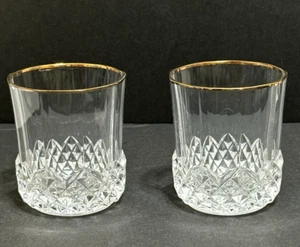 Cristal D'Arques Durand Longchamp 2er Set Goldrand Whiskyglas 3,5"h 3"w - Bild 1 von 8