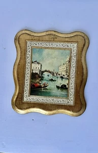 Florentine Italian Hand Made Water Front Print Gold Leaf Gilt Wood - Picture 1 of 7