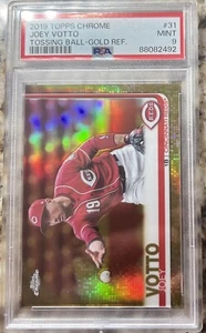 2019 Topps Chrome Joey Votto Tossing Ball SP Gold Refractor 50/50 PSA 9 Pop 1! - Picture 1 of 6