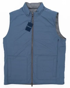 PETER MILLAR Excursionista Azul Chaleco Reversible Lana/Poliéster Vellón Cremallera Completa L - Imagen 1 de 5