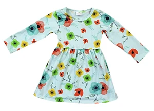 Little Girl Kids Long Sleeve Floral Easter Party Summer Flower Girl Dress 2T-8 - Picture 1 of 2