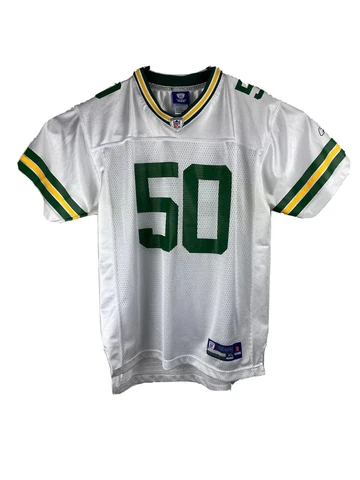 Reebok Authentic NFL Green Bay Packers Jersey A.J. Hawk 50 Youth XL Sewn White Cover