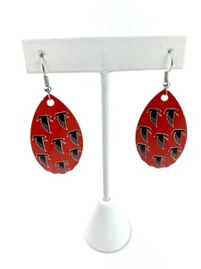 NFL Atlanta Falcons Red Repeat Logo Vintage Teardrop Spinner Hook Earrings - Picture 1 of 1