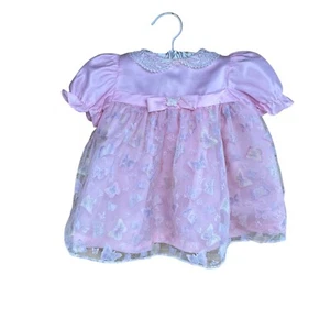 Vintage BT Kids 12M Dress Butterflies Bow Pink Easter Party Formal Special - Picture 1 of 13