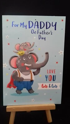 Tarjeta del Día del Padre para papá, elefantes lindos, lámina, en relieve, 20 x 14 cm Foto 1 de 3