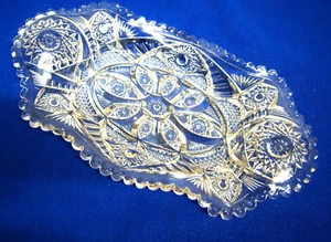 Antique Depression Sandwich Imperial Glass 13"x 7"x 2" Oval Tray - Picture 1 of 7