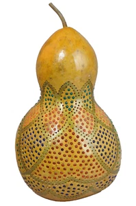 Kürbislampe Handarbeit orientalisch Hängelampe Kalebasse Lampenschirm Perlen - Bild 1 von 10